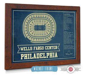 20" x 16" / Walnut Frame Cutler West Philadelphia Flyers Wells Fargo Center Philadelphia Seating Chart - Vintage Hockey Team Color Print