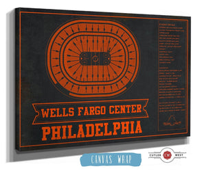 36" x 24" / 3 Panel Canvas Wrap Cutler West Philadelphia Flyers Wells Fargo Center Philadelphia Seating Chart - Vintage Hockey Team Color Print