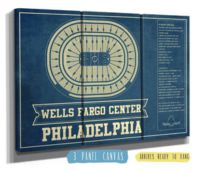 48" x 36" / 3 Panel Canvas Wrap Cutler West Philadelphia Flyers Wells Fargo Center Philadelphia Seating Chart - Vintage Hockey Team Color Print
