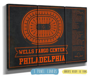48" x 36" / 3 Panel Canvas Wrap Cutler West Philadelphia Flyers Wells Fargo Center Philadelphia Seating Chart - Vintage Hockey Team Color Print