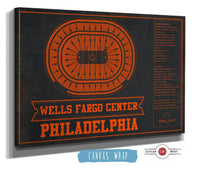 Cutler West 14" x 11" / Stretched Canvas Wrap Philadelphia Flyers Wells Fargo Center Philadelphia Seating Chart - Vintage Hockey Team Color Print 944343983-TOP