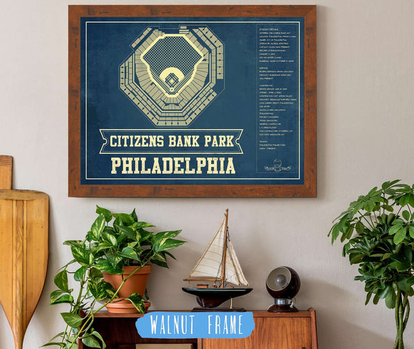 20" x 16" / Walnut Frame Cutler West Philadelphia Phillies - Citizens Bank Park Vintage Baseball Print