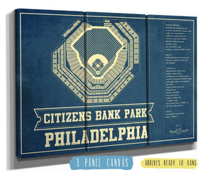 36" x 24" / 3 Panel Canvas Wrap Cutler West Philadelphia Phillies - Citizens Bank Park Vintage Baseball Print