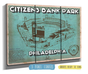 36" x 24" / 3 Panel Canvas Wrap Cutler West Philadelphia Phillies - Citizens Bank Park - Vintage Baseball Print