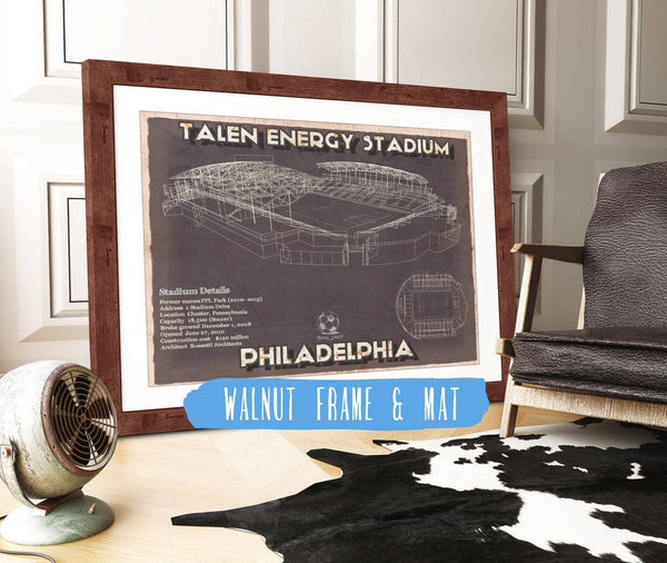 20" x 16" / Walnut Frame & Mat Cutler West Philadelphia Union F.C. -  Vintage Talen Energy Stadium MLS Soccer Print