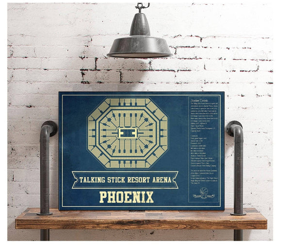 Cutler West Phoenix Suns Talking Stick Resort Arena Vintage Basketball Blueprint NBA Print
