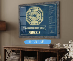 Cutler West Phoenix Suns Talking Stick Resort Arena Vintage Basketball Blueprint NBA Print