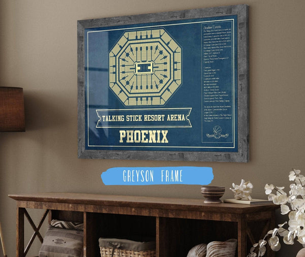 Cutler West Phoenix Suns Talking Stick Resort Arena Vintage Basketball Blueprint NBA Print