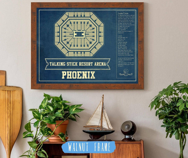 Cutler West Phoenix Suns Talking Stick Resort Arena Vintage Basketball Blueprint NBA Print