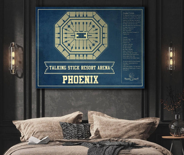 Cutler West Phoenix Suns Talking Stick Resort Arena Vintage Basketball Blueprint NBA Print