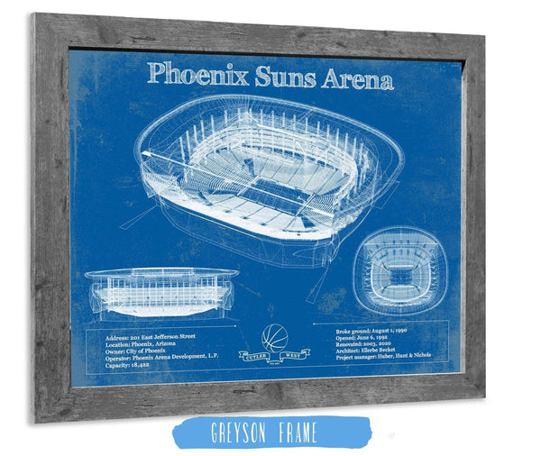 14" x 11" / Greyson Frame Cutler West Phoenix Suns - Vintage Phoenix Suns Arena NBA Print