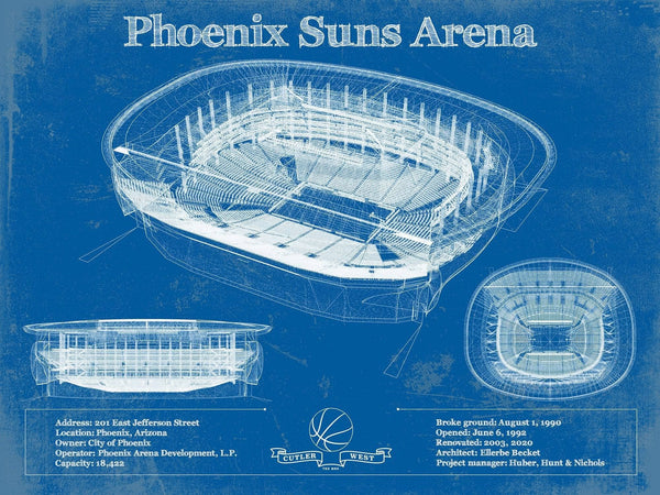 14" x 11" / Unframed Cutler West Phoenix Suns - Vintage Phoenix Suns Arena NBA Print