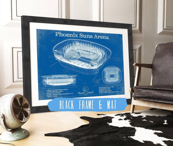 20" x 16" / Black Frame & Mat Cutler West Phoenix Suns - Vintage Phoenix Suns Arena NBA Print