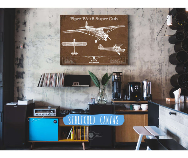 Cutler West Piper PA-18 Super Cub Original Blueprint Art