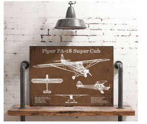 Cutler West Piper PA-18 Super Cub Original Blueprint Art