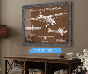 14" x 11" / Greyson Frame Cutler West Piper PA-18 Super Cub Original Blueprint Art