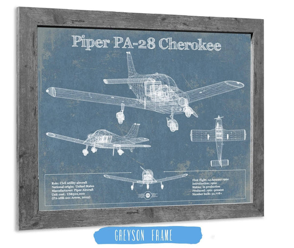 14" x 11" / Greyson Frame Cutler West Piper PA-28 Cherokee Original Blueprint Art