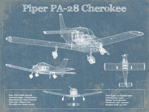 14" x 11" / Unframed Cutler West Piper PA-28 Cherokee Original Blueprint Art