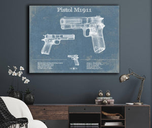 Cutler West Pistol M1911 Blueprint Vintage Gun Print