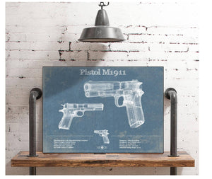 Cutler West Pistol M1911 Blueprint Vintage Gun Print