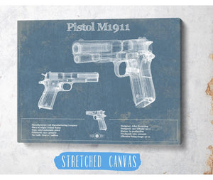 Cutler West Pistol M1911 Blueprint Vintage Gun Print