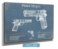 Cutler West Military Weapons Collection Pistol M1911 Blueprint Vintage Gun Print