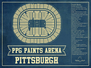 14" x 11" / Unframed Cutler West Pittsburgh Penguins PPG Paints Arena Seating Chart - Vintage Hockey Print