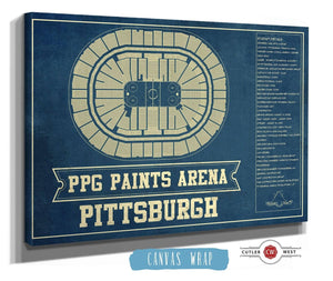 36" x 24" / 3 Panel Canvas Wrap Cutler West Pittsburgh Penguins PPG Paints Arena Seating Chart - Vintage Hockey Print