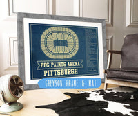 Cutler West 14" x 11" / Greyson Frame & Mat Pittsburgh Penguins PPG Paints Arena Seating Chart - Vintage Hockey Print 659983736_80860