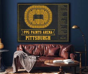 Cutler West Pittsburgh Penguins PPG Paints Arena Seating Chart - Vintage Hockey Team Color Print
