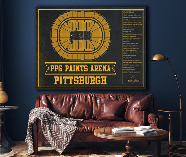 Cutler West Pittsburgh Penguins PPG Paints Arena Seating Chart - Vintage Hockey Team Color Print