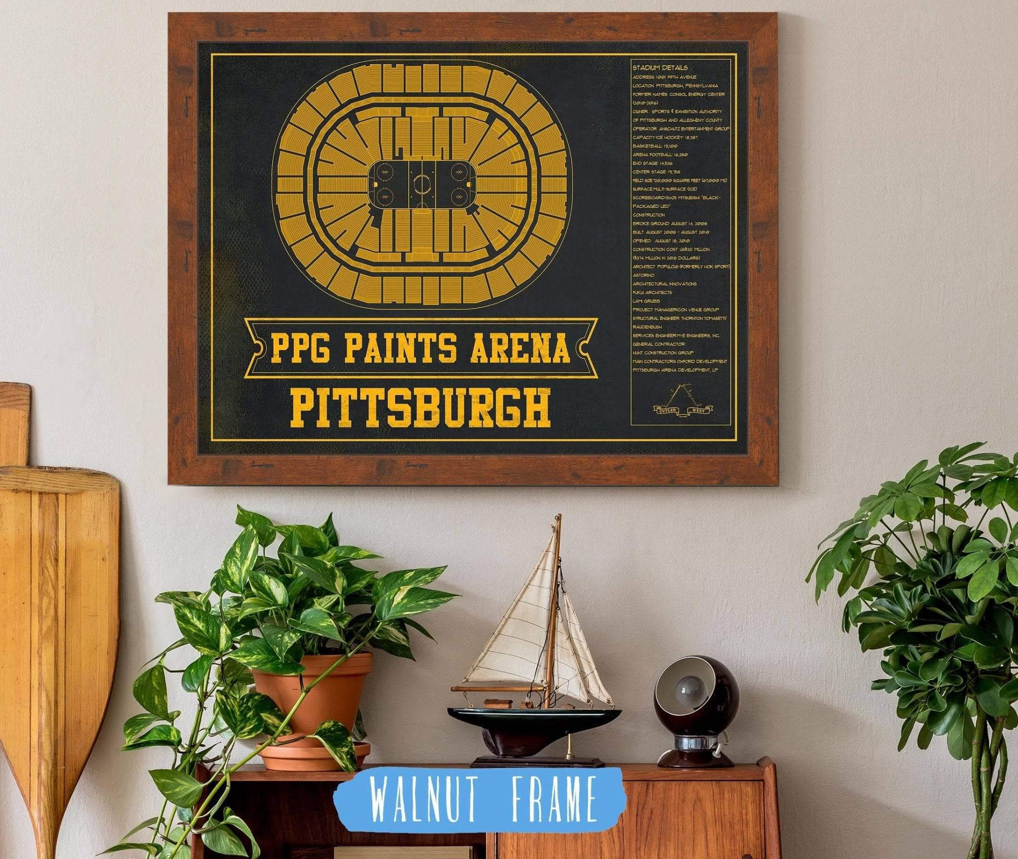 Pittsburgh Penguins PPG Paints Arena Seating Chart - Vintage Hockey Print