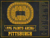 Cutler West 14" x 11" / Unframed Pittsburgh Penguins PPG Paints Arena Seating Chart - Vintage Hockey Team Color Print 659983736-TEAM