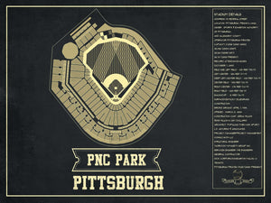 14" x 11" / Unframed Cutler West Pittsburgh Pirates - PNC Park Vintage Seating Chart Baseball Print