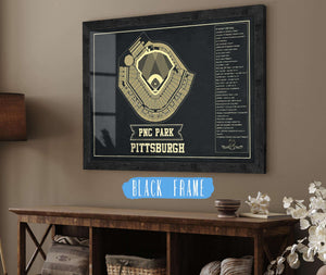 20" x 16" / Black Frame Cutler West Pittsburgh Pirates - PNC Park Vintage Seating Chart Baseball Print