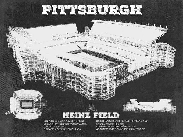 14" x 11" / Unframed Cutler West Pittsburgh Steelers Stadium Art - Heinz Field - Vintage Football Print