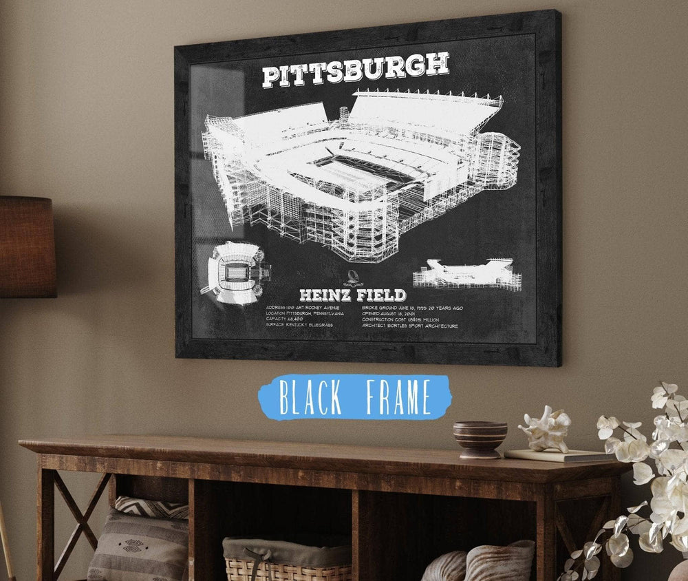 14" x 11" / Stretched Canvas Wrap Cutler West Pittsburgh Steelers Stadium Art - Heinz Field - Vintage Football Print