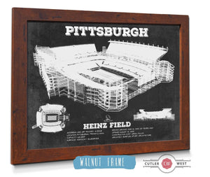 20" x 16" / Walnut Frame Cutler West Pittsburgh Steelers Stadium Art - Heinz Field - Vintage Football Print