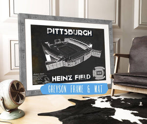 14" x 11" / Greyson Frame & Mat Cutler West Pittsburgh Steelers Stadium Heinz Field - Vintage Football Print