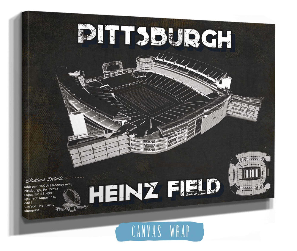 14" x 11" / Stretched Canvas Wrap Cutler West Pittsburgh Steelers Stadium Heinz Field - Vintage Football Print