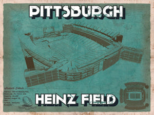 14" x 11" / Unframed Cutler West Pittsburgh Steelers Stadium - Heinz Field - Vintage Football Print