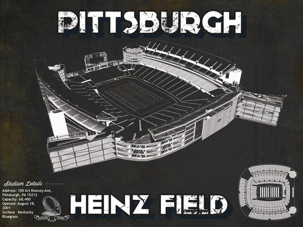 14" x 11" / Unframed Cutler West Pittsburgh Steelers Stadium Heinz Field - Vintage Football Print