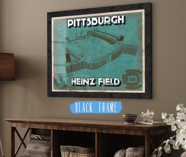 20" x 16" / Black Frame Cutler West Pittsburgh Steelers Stadium - Heinz Field - Vintage Football Print
