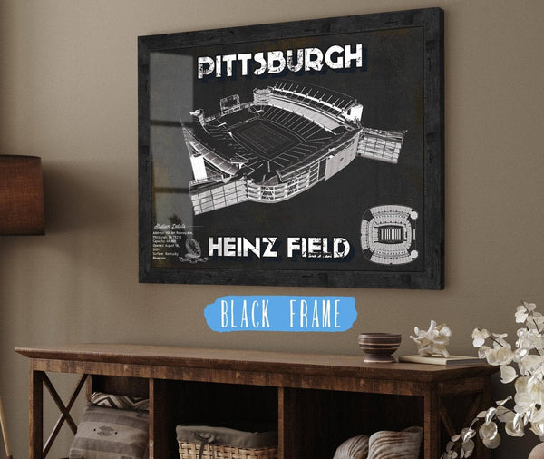 20" x 16" / Black Frame Cutler West Pittsburgh Steelers Stadium Heinz Field - Vintage Football Print