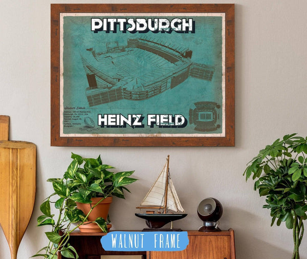 20" x 16" / Walnut Frame Cutler West Pittsburgh Steelers Stadium - Heinz Field - Vintage Football Print