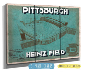 36" x 24" / 3 Panel Canvas Wrap Cutler West Pittsburgh Steelers Stadium - Heinz Field - Vintage Football Print