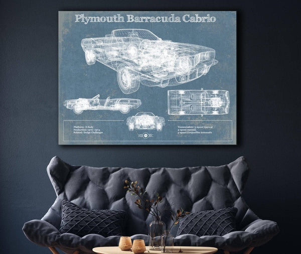 Cutler West Plymouth Barracuda Cabrio Blueprint Vintage Auto Print
