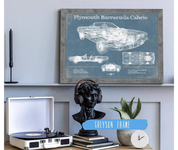Cutler West Plymouth Barracuda Cabrio Blueprint Vintage Auto Print