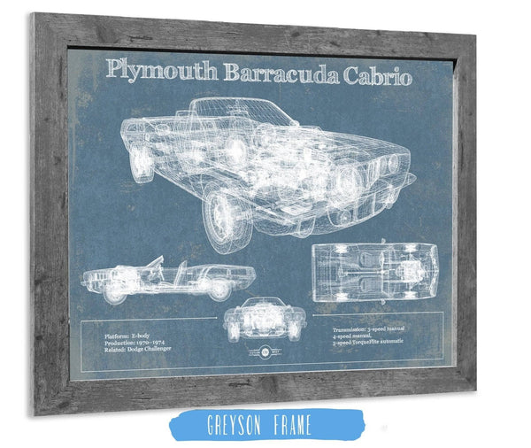 14" x 11" / Greyson Frame Cutler West Plymouth Barracuda Cabrio Blueprint Vintage Auto Print