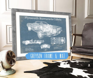 14" x 11" / Greyson Frame & Mat Cutler West Plymouth Barracuda Cabrio Blueprint Vintage Auto Print